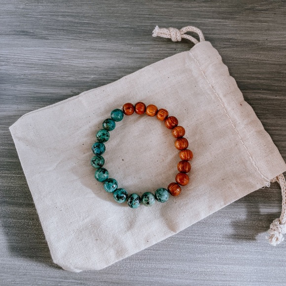 Gemstone Bracelet- African Turquoise + Bayong Wood - Picture 6 of 6